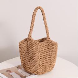 High Quality Summer Vacation Casual Beach Bags Women Cotton Woven Tote Bag Shoulder Handbags Ladies Large Mesh Beach Bag