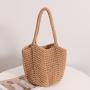High Quality Summer Vacation Casual Beach Bags Women Cotton Woven Tote Bag Shoulder Handbags Ladies Large Mesh Beach Bag