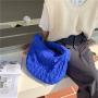 Fashion Minimalist Ladies Shoulder Bags Ruched Pleated Plaid Luxury Messenger Bags Crossbody Soft Nylon Casual Crescent Bag