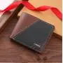 men's wallet, short style with multiple card slots, fashionable and casual money clip thin two-fold spliced soft leather wallet