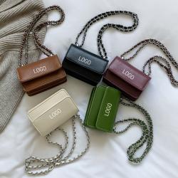 Wholesale Mini Vintage Leather Crossbody Bags For Women Pure Color PU Leather Customs Handbags