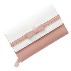 HR548 Women's Wallet With Long Zipper Magnetic Button PU Leather Girls' Heart Bow Handheld Money Clip Wallet Ladies Gift Purse