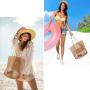 XL320 Folding Beach Bag With Handy Large Picnic Shopping Storage Bag Travel Handbag Mesh Storage Shoulder Tote Bag