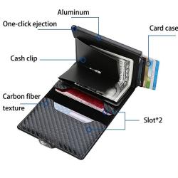 ZF232 RFID Anti-theft Brush Carbon Fiber Men Wallet Card Case Short Multifunctional Money Clip Daily Convenient