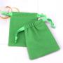 Custom Logo Printed Small Green Cotton Linen Drawstring Key Jewelry Storage Bag Organic Muslin Linen Gift Packing Pouch