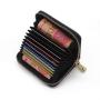 Women PU Leather Accordion Card Holder Small Zipper Printed Leather Wallet