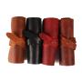 Handmade Vintage Genuine Leather Pencils Wrap Roll up Pen Pencil Holder Case Organizer Bag