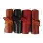 Handmade Vintage Genuine Leather Pencils Wrap Roll up Pen Pencil Holder Case Organizer Bag