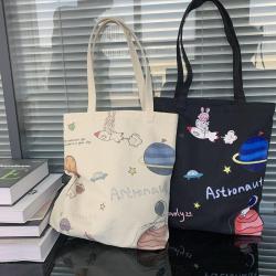 Custom Logo Thick Cotton Canvas Chic School Women Lady Handbag Eco Friendly Shopping Cotton Tote Bag Shopping Bags
