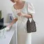 2024 New Summer Korean Beaded Carried Handbag Small Fashion Mesh Straw Beads Beach Bag Hand Hollow-Out Woven Women Tote Hand Bag