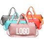 custom designer duffel bag blue color waterproof polyester women training dance workout sport gym travel duffle bag with logo