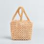 2024  Retro woven bag handicraft Handmade wooden beads handbags purse niche design handbag women's bucket bags