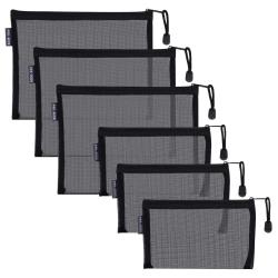 Gelory Durable Black Mesh Bags Makeup Bags Cosmetic Travel Organizer Storage Bags Mesh Zipper Pouch Pencil Case