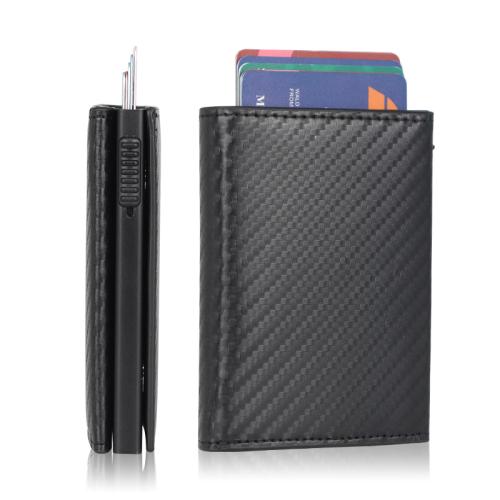 Wholesale Pu Leather Metal Business Card Holder Aluminum Leather Card Holder Wallet