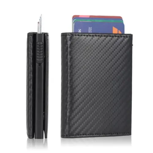Wholesale Pu Leather Metal Business Card Holder Aluminum Leather Card Holder Wallet