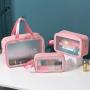 Gelory Travel Portable Fashion TPU Makeup Wash Bag Custom Logo Waterproof Clear Cosmetic Bag Set