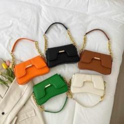 2024 New Small Square Diamond Lattice Bag Pu Solid Zipper Fashion Single Shoulder Messenger Bag With Chain Ladies Handbag