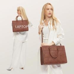 LOVEVOOK fashion ladies 15.6inch laptop tote handbags for women Vintage PU leather work business school office 2pc handbags sets