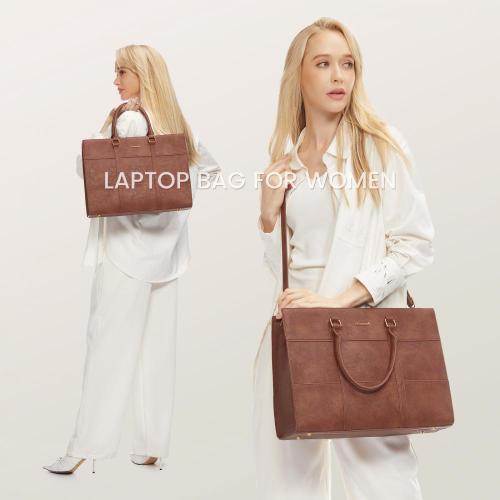 LOVEVOOK fashion ladies 15.6inch laptop tote handbags for women Vintage PU leather work business school office 2pc handbags sets