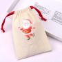 Recyclable Custom Logo Printing Natural Cotton Candy Christmas Gift Drawstring Bag Organic Muslin Gift Packing Pouch