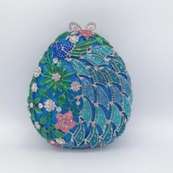 High Quality Factory Price Luxury Rhinestone Purse Diamond Flower Pear-Shaped Clutch Metal Mesh Evening Bag