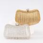 Wholesale golden shiny elegant rhinestone purse tassel evening bags women's clutch bags handbag for ladies