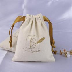 10*12 Cm 8 Oz Canvas Drawstring Makeup Cosmetic Pouch Soft Beige Cotton Dust Jewely Gift Bag