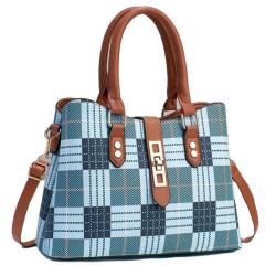 ZR709 Woman Bag Handbag Retro Lattice PU Fashion Female Latch Portable Big Shoulder Bag Girl Versatile Tote Bag Shopping Party