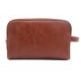 Custom brand vintage leather travel toilet bag, high quality vegan leather wash bag for men