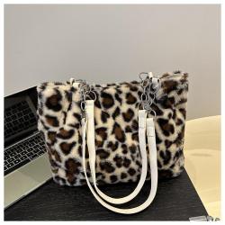 Fashion Leopard Plush Trend Chain Personality Hundred Simple Fashion Casual Bag Shoulder Bags for Women Tote Handbag Armpit Bags