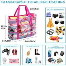 Manufacturer Custom Print Summer Extra Large Waterproof Canvas Mesh Beach Tote Bag With Pocket And Zipper For Women