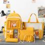 Five piece backpack set, student backpack, women's large capacity backpack