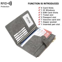 2024 Anti Theft Passport Holder Travel Wallet RFID Blocking PU leather Case Cover Multifunctional travel passport bag