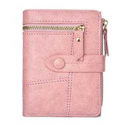 ZWY020 New Daily Women Short Wallet Fashion PU Leather Zipper Clutch Card Case Multi-Card Solid Color Lightweight Coin Purse
