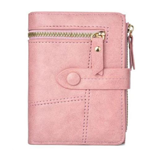 ZWY020 New Daily Women Short Wallet Fashion PU Leather Zipper Clutch Card Case Multi-Card Solid Color Lightweight Coin Purse