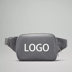 customized high quality nylon double zipper outdoor sport large capacity 2l everywhere belt bag with metal logo