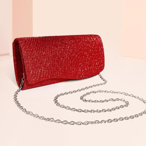 Red Fashion women brilliant luxury clutch bags shiny dinner dress designer clutch purses and handbags for women chain wallets