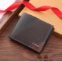 men's wallet, short style with multiple card slots, fashionable and casual money clip thin two-fold spliced soft leather wallet