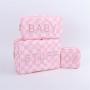 Keymay RTS Multi-color Portable Large Capacity Inner Pocket Waterproof Pink Makeup Bag Letter Cosmetic Bag Nylon Zipper Pouch