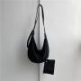 Custom Logo Lady Casual Simple Shoulder Bag With Large Capacity Inclined Straddle Bag Trend Crescent Shaped Canvas Shoulder Bag