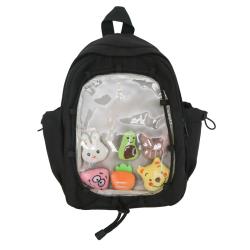 nylon Cute backpack with doll Custom Design Women Girls PU Leather Clear window Display School Backpack Ita Bags