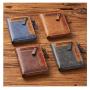 HR303 Retro Men's Wallet Short Zipper Multi Function Money Clip Fashion Money Card Bag Wallet PU Business Portable Coin Wallet