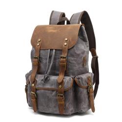 Retro vintage laptop backpack Large Capacity Leather Canvas Backpack For Men School Bags Waterproof High Quality Laptop Backpack