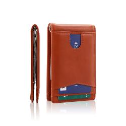 Durable Man Leather Wallet Money Clip Rfid Blocking Leather Money Clip Wallet For Mens