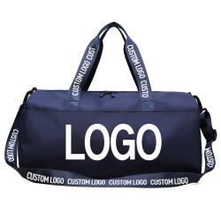 custom duffle bag with logo sport gym training bags blue travel luggage over night weekender duffel bag with shoe compartment