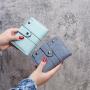 2024 Spring and summer new short women's wallets fashion frosted ladies student trifold small wallet buckle purse wholesale