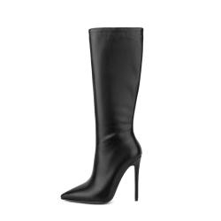 Bottes Femme Ladies Autumn Winter Wellington Boots Pointy Toe Stiletto Heels Long Boots Women Classic Black Knee High Boots