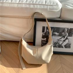 New Design Women Messenger Bag Simple Wrinkled Edges PU Leather Half Moon Crossbody Bag Large Fashion Leisure Lady Shoulder Bag