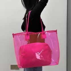 New No Moq Waterproof Transparent Nylon Zipper Bag Clear Pvc Tote Bag Shoulder Shopping Bag