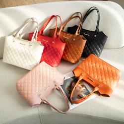 Wholesale High Quality Ladies Luxury Texture Rhombus Large Capacity Handbags Women Travel Shopping Tote Bag
